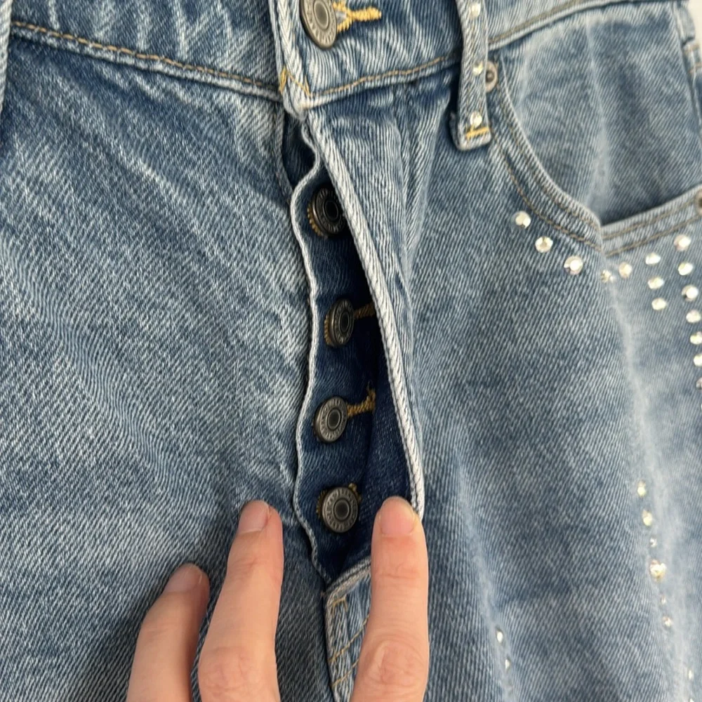 Lucky Brand Legend rhinestone 90s loose high rise crop light wash jeans size 25 - Picture 5 of 13
